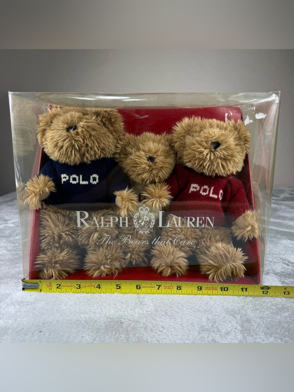 VTG 2002 Ralph Lauren POLO Plush The Bears That Care Red White Blue Sweaters NEW - Picture 2 of 12